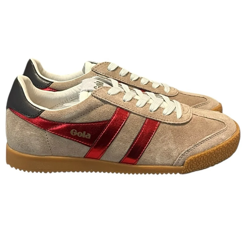 Gola Elan Glitz Trainer Sneaker Womens Size 6 Brown Red Suede Lace Up Shoes NIB - Picture 3 of 11